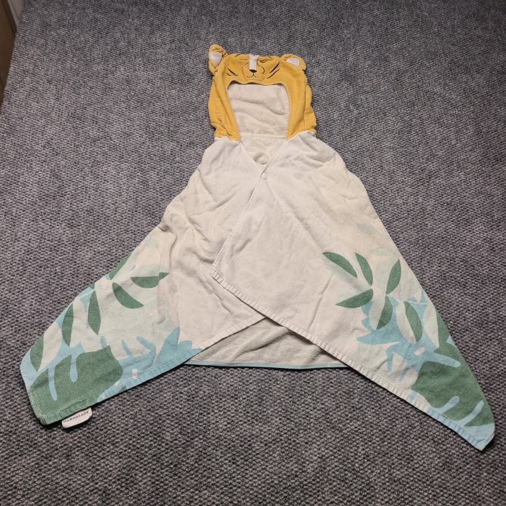 Marmalade Kids Hooded Towel Tiger Tropical Leaf Print Cotton Terry Wrap